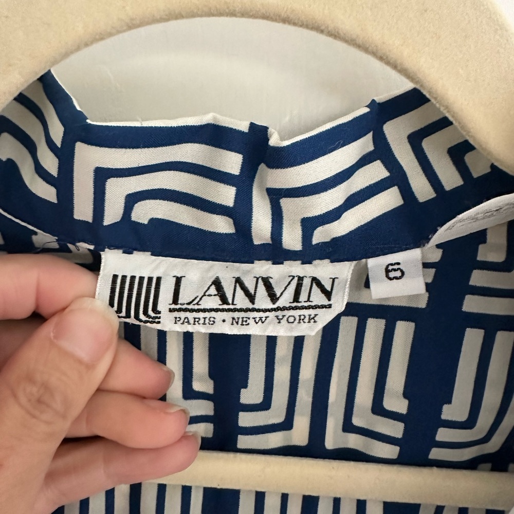 Vintage Lanvin Print Collar Dress Size 6